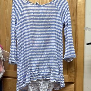 Beach cover up Blue and White Striped Top